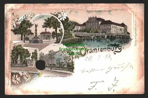 143198 AK Oranienburg 1897 SchullehrerSeminar Luisen Platz Landwirtschaftliche