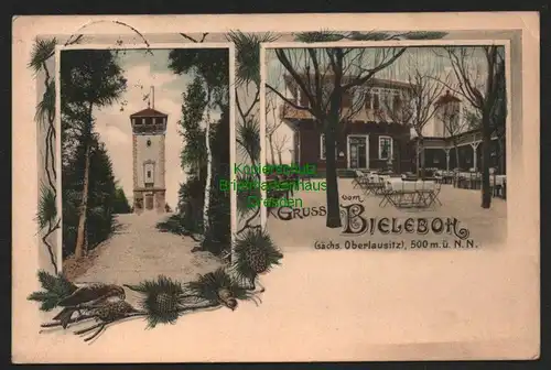 143216 AK Bieleboh Post Beiersdorf O./L. 1913 Gaststätte Aussichtsturm