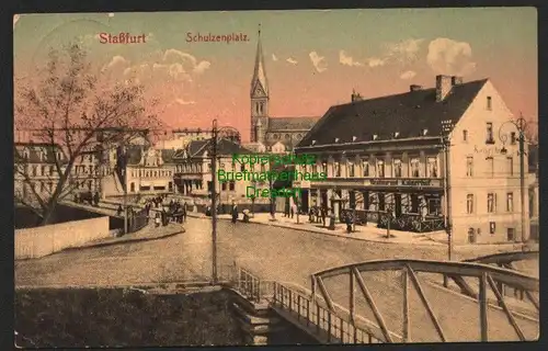 143293 AK Staßfurt Schulzenplatz 1927 Brücke Restaurant Kaiserhof