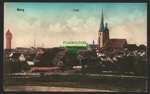 142961 AK Burg bei Magdeburg Panorama Totale mit Kirche Unser Lieben Frauen