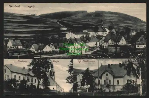 142393 AK Neudorf Erzgebirge 1911 Pfarrhaus Kirche Oberförsterei