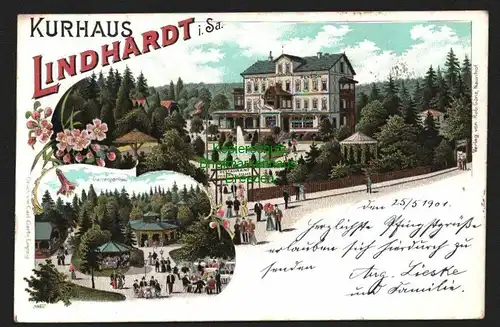 142392 AK Lindhardt Naunhof Litho 1901 Hotel Pension Restaurant Friedrich Staake