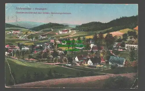 142151 AK Hohenwiese 1925 im Riesengebirge Panorama mit beiden Genesungsheimen