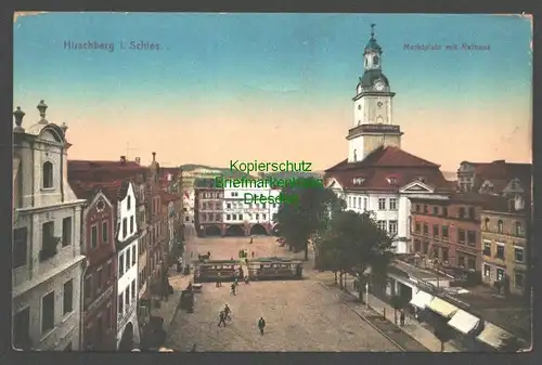 142094 AK Jelenia Gora Hirschberg i. Schlesien um 1920 Marktplatz Rathaus Riesen
