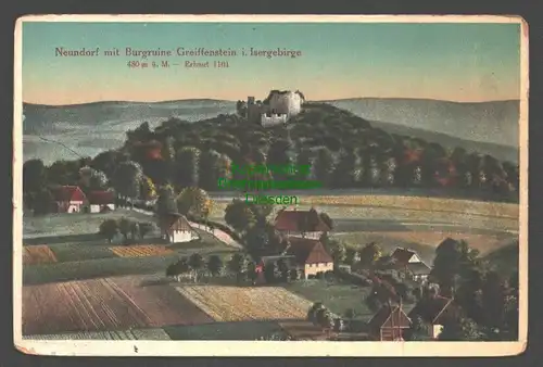 142137 AK Neundorf Greiffenstein Burgruine Isergebirge um 1925