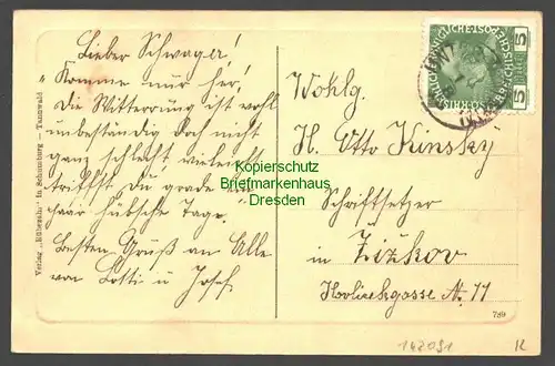 142091 AK Schumburg an der Desse Isergebirge Tanvald Tannwald Spitzberg 1913