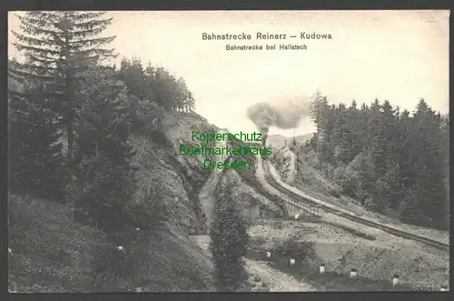 142228 AK Bahnstrecke Reinerz - Kudowa bei Hallatzsch 1907