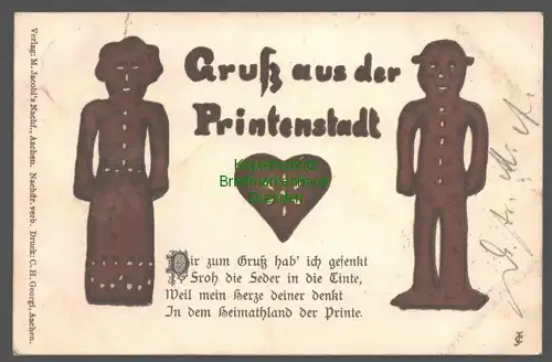 141871 AK Aachen Gruß aus der Printenstadt 1900 Printen