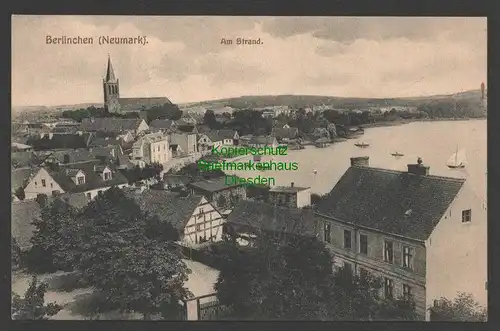 141599 AK Berlinchen  Neumark Am Strand Panorama mit Kirche 1916