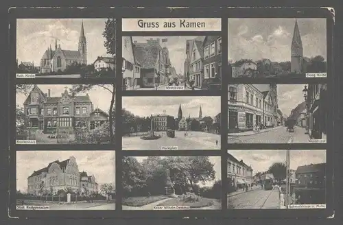 141644 AK Kamen 1923 Krankenhaus Markt Kirche ...