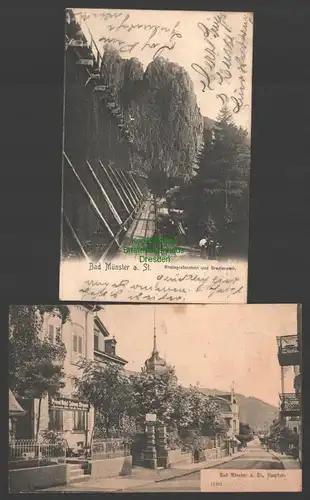 141235 2 AK Bad Münster am Stein 1905 Hauptstraße Privat Hotel Rheingrafenstein