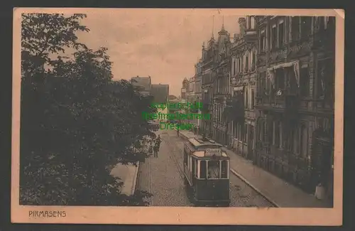 141248 AK Pirmasens Straße Straßenbahn zum Bahhof 1913