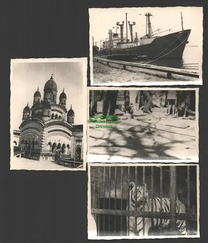 141104 4x Foto Schifffahrt "Bernburg" im Hafen Durban Zoo Bombay Kalkutta Tempel