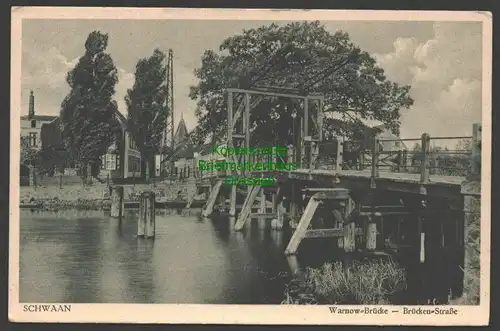 140842 AK Schwaan Warnow Brücke Brücken Straße Verlag Goldiner um 1930