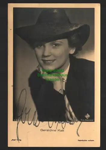 140835 AK Ross Verlag original Autogramm Geraldine Katt um 1940