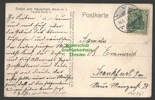 140869 AK Bad Soden und Neuenhain Karte Nr. 5 Taunus Serie I 1913 Künstlerkarte