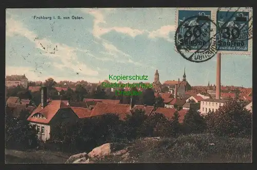 140789 AK Frohburg i. Sa. Von Osten 1923 Hotel Roter Hirsch