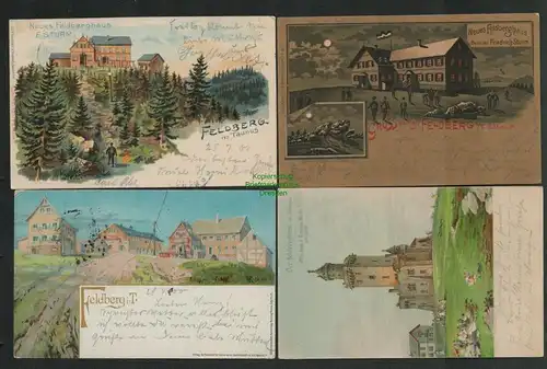 139469 4 AK Feldberg Litho Feldbergturm Neues Feldberghaus 1901 Großer Feldberg