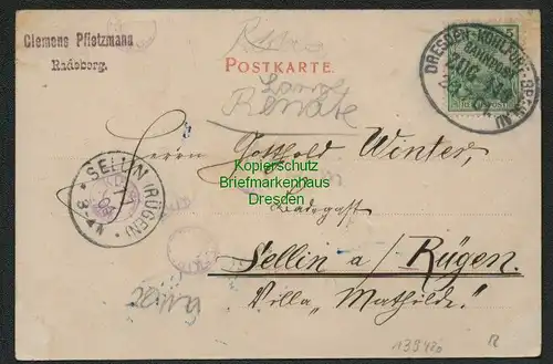 139420 AK Radeberg Hauptstraße 1901 Drogen & Farben Handlung Zum Rothen Kreuz