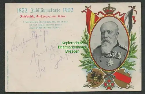 139289 AK Karlsruhe Jubiläumskarte 1852 - 1902 Friedrich Großgerzog von Baden