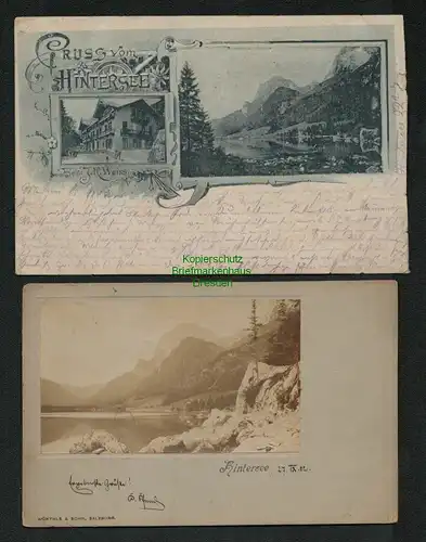 139157 2 AK Hintersee Gasthaus 1897 J.R. Weiss Fotokarte 1902