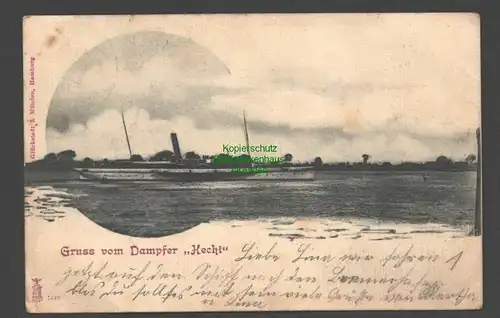 138353 AK Gruß vom Dampfer Hecht 1901 Stempel An Bord Bremerhaven