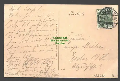 138488 AK Hameln 1911 Anlagen beim Kriegerdenkmal Weser