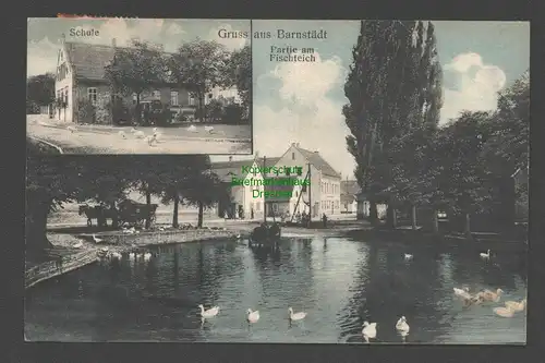 138394 AK Barnstädt Kr. Querfurt Schule Fischteich 1915