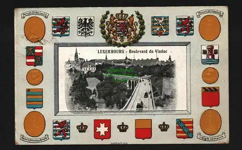 138141 AK Luxemburg Luxembourg Boulevard du Viaduc Wappen um 1910