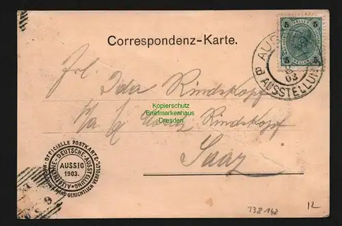 138142 AK Aussig 1903 SST Ausstellung Kaiser Franz Josefs Monument Festplatz