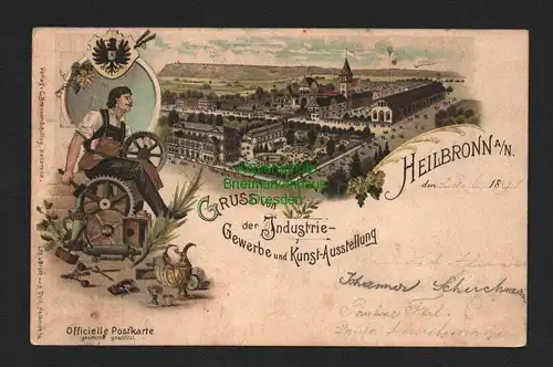 136632 AK Heilbronn 1897 Privatganzsache Industrie Gewerbe und Kunstausstellung