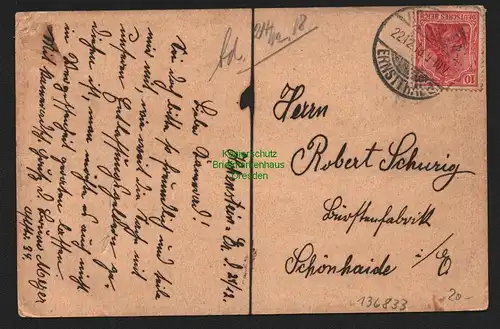 136833 AK Mineralbad Hohenstein-Ernstthal 1918 Weihnachtsgrüße