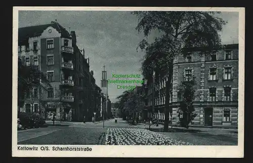 135914 AK Kattowitz Katowice o.-S. Scharnhorststraße um 1935 Telefunken Geschäft