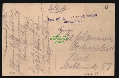 136353 AK Dortmund 1915 Brückstraße Cafe Metropol Cigarren Neumann Feldpost