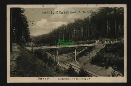 136324 AK Warin i. M. Eisenbahnbrücke bei Blankenburg i. M. 1914