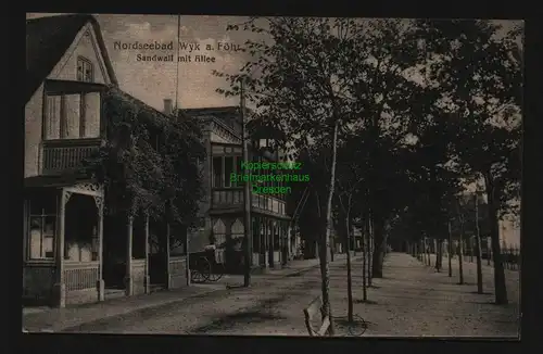 136345 AK Nordseebad Wyk auf Föhr 1920 Sandwall mit Allee