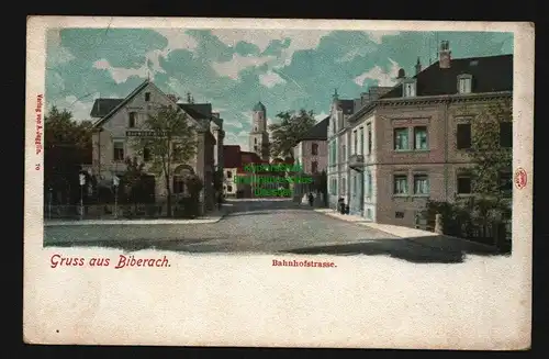 136333 AK Biberach um 1900 Bahnhofstraße Bahnhof - Hotel