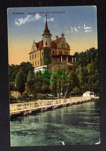 131866 AK Grimma Tonnenbrücke mit Gattersburg 1922
