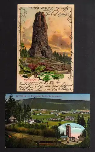 131972 2 AK Bismarcksäule Litho Kuhberg 1900 Schönheide Prinz Georg Turm