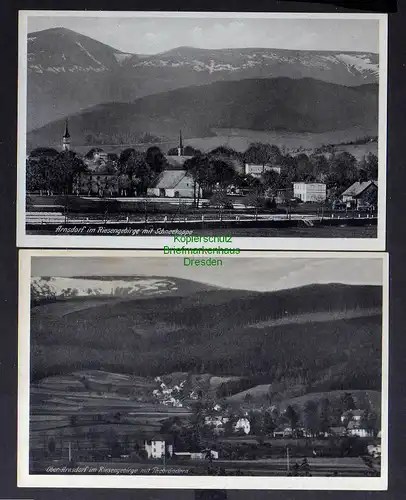132014 2 AK Arnsdorf Riesengebirge Schneekoppe um 1930 Teichränder