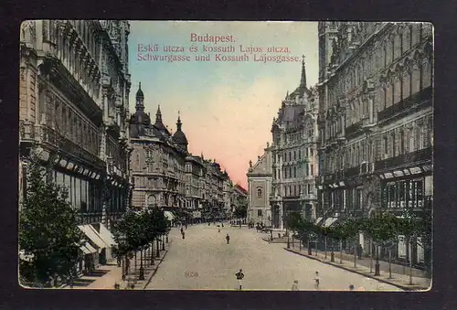 130331 AK Budapest 1909 Schwurgasse und Kossuth Lajosgasse