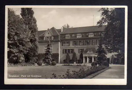 130349 AK Dinslaken Fotokarte park mit Kreishaus 1943 nach Wien