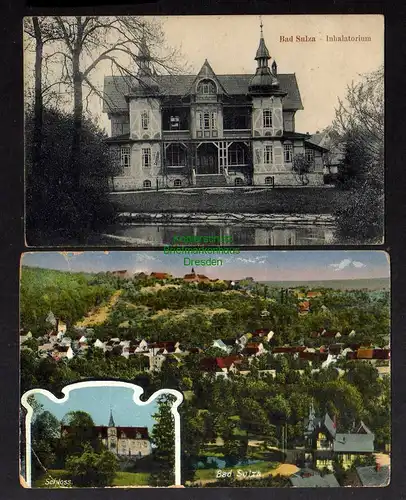 129643 2 AK Bad Sulza Inhalatorium 1918 Schloss Panorama um 1920