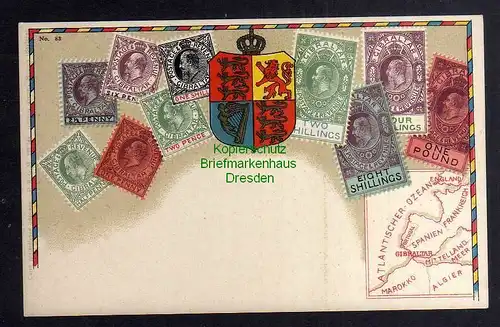 129736 AK Philatelie Postkarte Gibraltar Wappen  Wappen um 1905