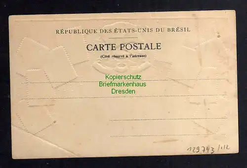 129743 AK Philatelie Postkarte Brasil Brasilien Wappen geprägt um 1905