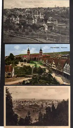 129871 3 AK Freudenstadt Villenvirtel beim Hotel Rappen 1918 Markt v. Finkenberg