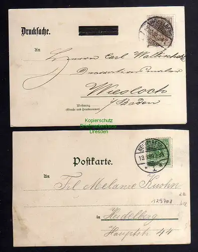 129708 2 AK Heidelberg 1899 Litho Sommertag Schlossbeleuchtung 1902