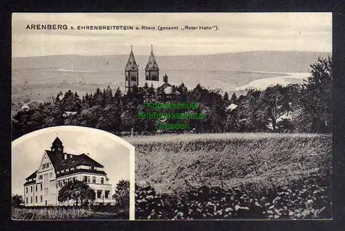 129808 AK Arenberg bei Ehrenbreitstein am Rhein Roter Hahn um 1910