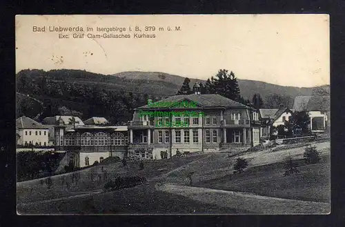 128836 AK Bad Liebwerda 1913 Isergebirge Exc. Gräf. Clam-Gallasches Kurhaus