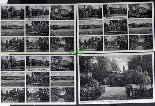 128752 8 AK Riesa Elbe Stadtpark Freitreppe 1919 Stadtmauer Bahnhof Jahna Brücke